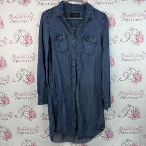 Parasuco dress or long top jean blue navy wash Denim Button-Up Top